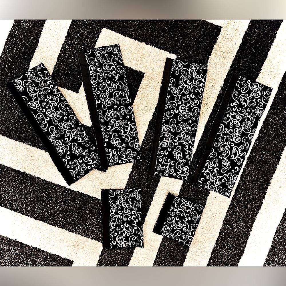 Protective Appliance Handle Covers in Printed Black Velvet [Set of 6]